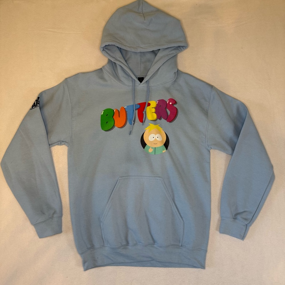 South Park Butters Rainbow Hoodie Blue Gildan Size Small Graphic NWT